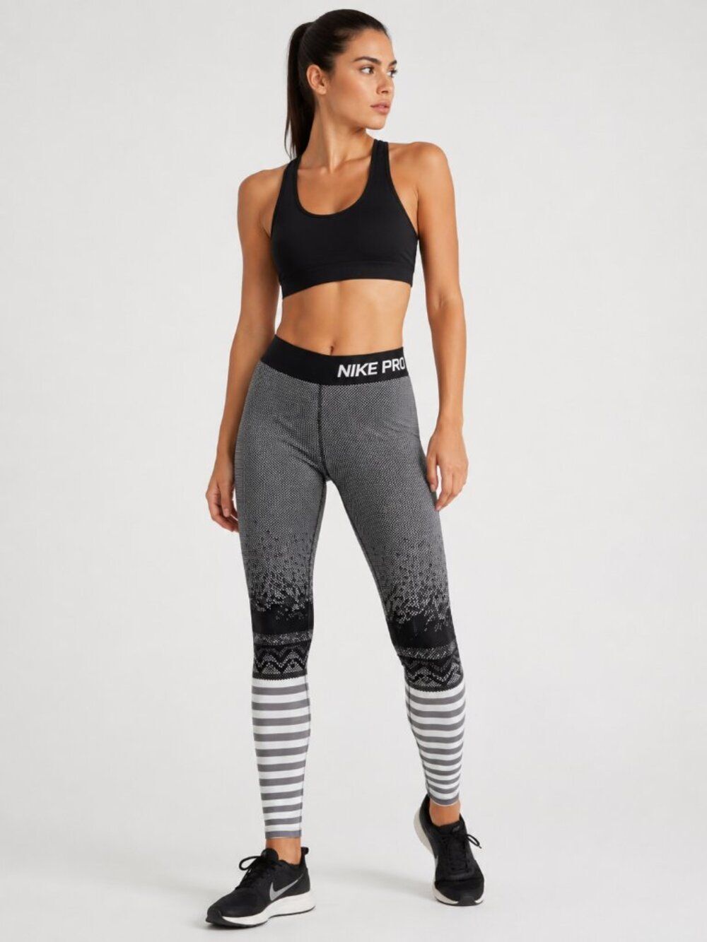 Nike Pro Combat Hyperwarm Engineered Print Black Compression Tights Women's LG